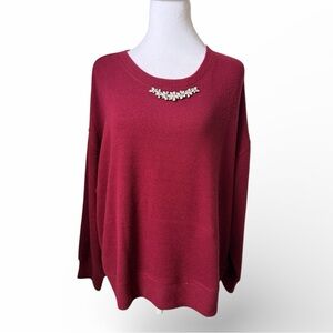 Philosophy Burgundy Sweater with Jewel Detail NWT Sz 1X TG